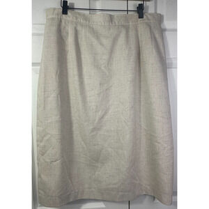 Sag Harbor Cream Vintage Linen Blend lined Pencil Skirt Womens Size 18 Date Work